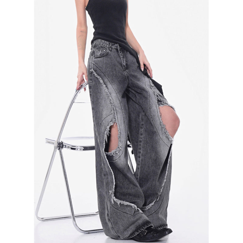 Distressed Wide Denim Pants