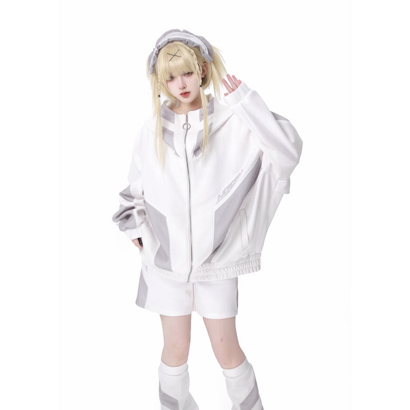 Ground Mine Girl Big Hoodie and Half Pants - Virtual Era