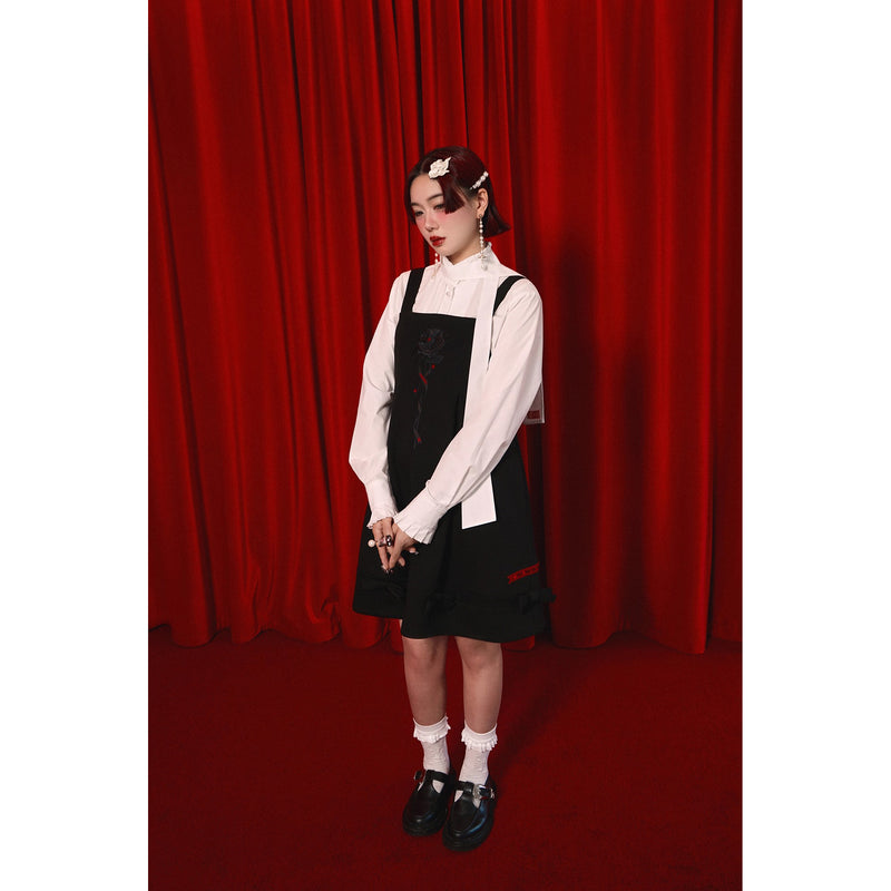 文学令嬢のプリーツリボンブラウス