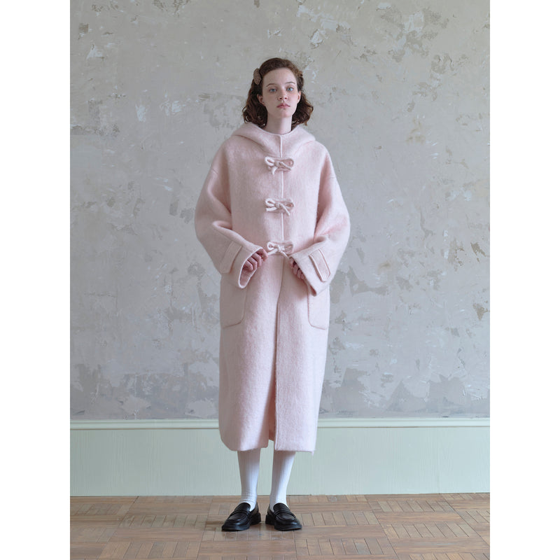 Long Wool Coat in Cherry Blossom Pink