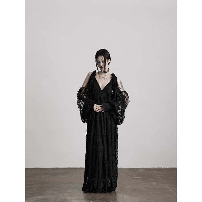 Dark Night Flower Embroidered Lace Sleeves