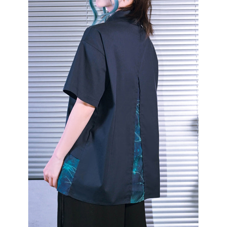 深藍の海月のアシンメトリーブラウス