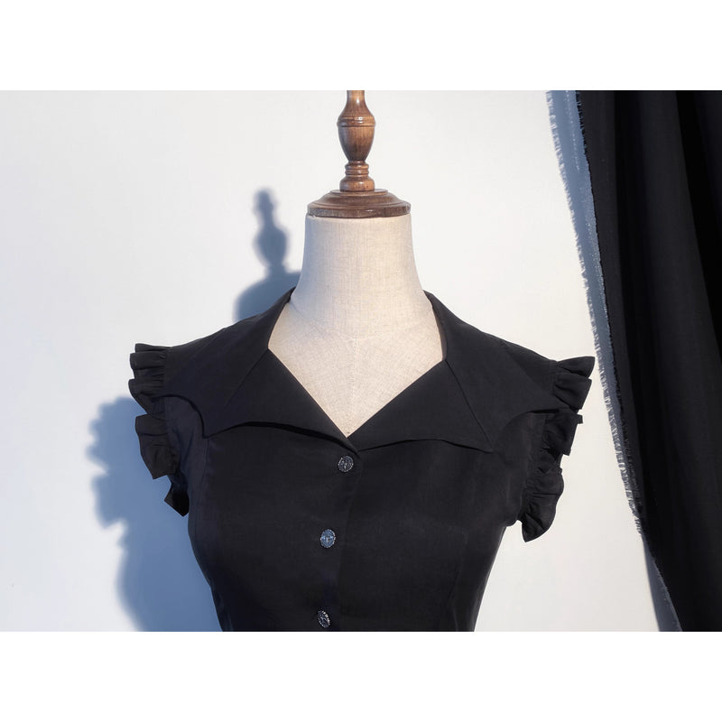 西洋貴族のヴィクトリアントップスとフリルスカート - Black