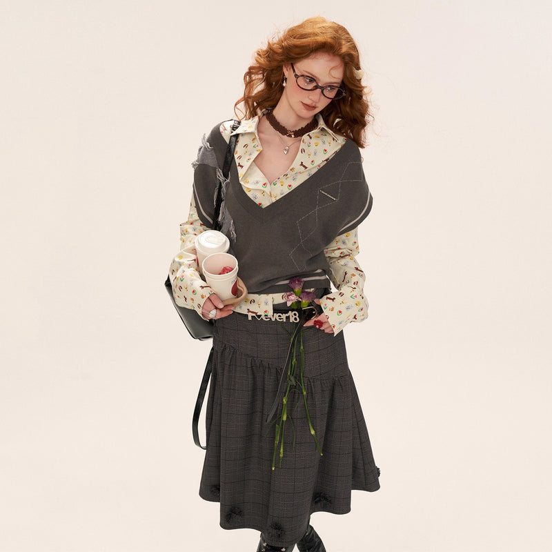 Gray Retro Knit Vest