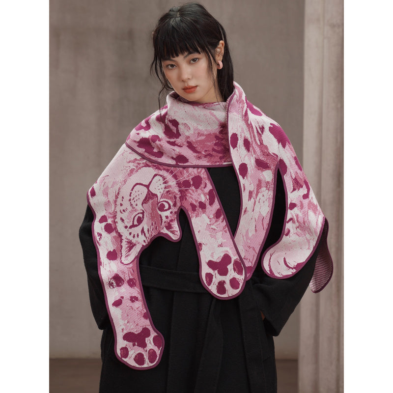 豹の挿絵ニットストール