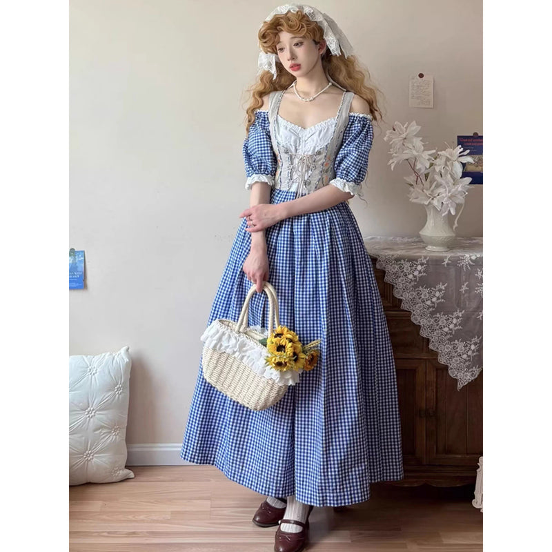 Blau Dirndl Vintage Checkered Dress[2025年9月上旬-9月下旬発送予定]
