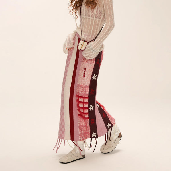 Floral Check Patchwork Skirt