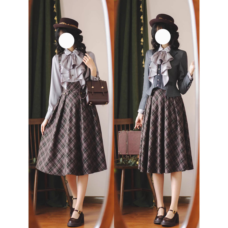 英国のお嬢様のクラシカルブラウス - Silver Gray[2025年12月中旬発送予定]