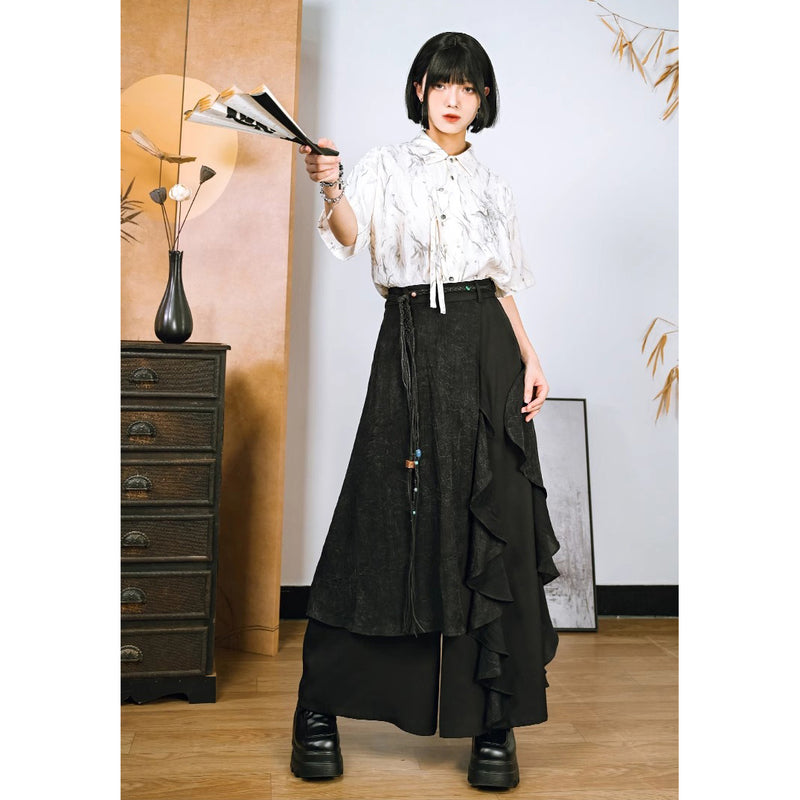暗黒の夜空のワイドパンツ