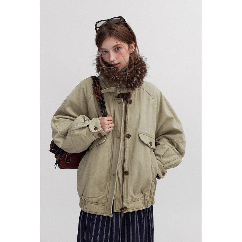 Oversized Retro Fur Work Jacket