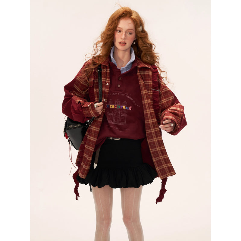 American Vintage Check Frill Shirt