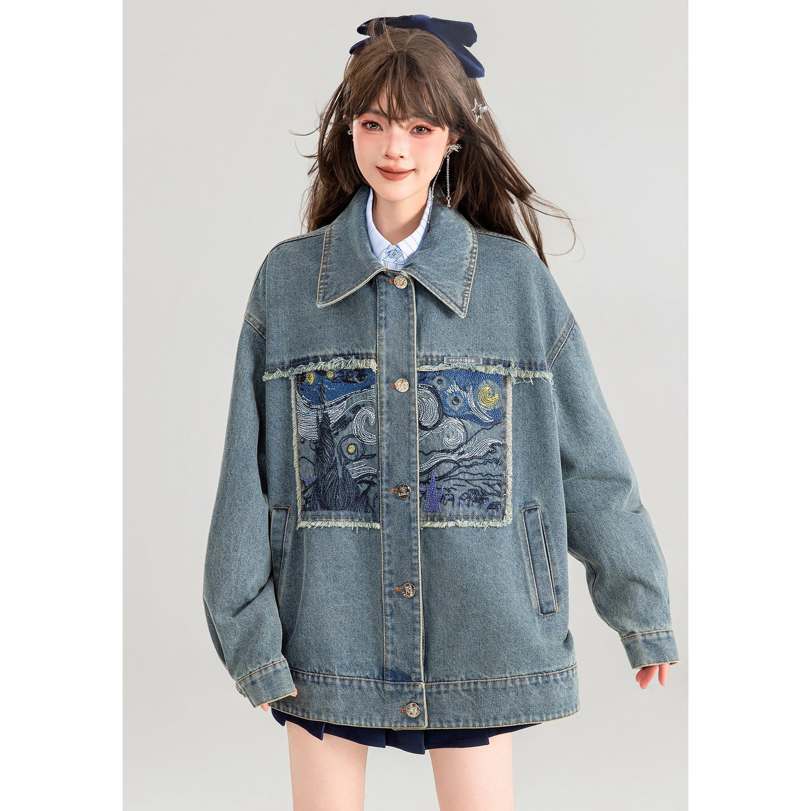 星月夜の刺繍デニムジャケット – ManusMachina