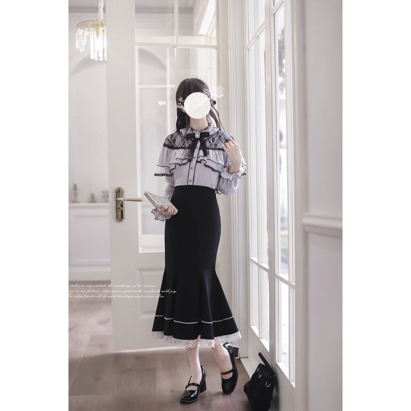 夜会の令嬢のケープトップスとマーメイドスカート