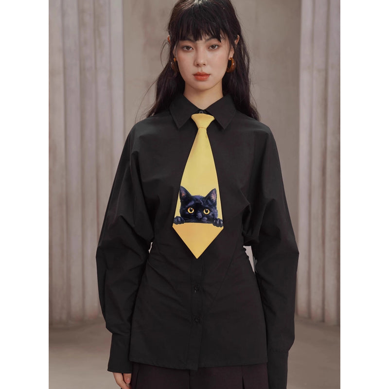 黒猫の挿絵ネクタイ