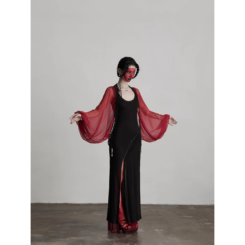 Bright Red Silk Fairy Shawl