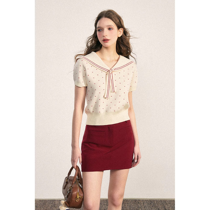 Heart Dot Sailor Knit Top