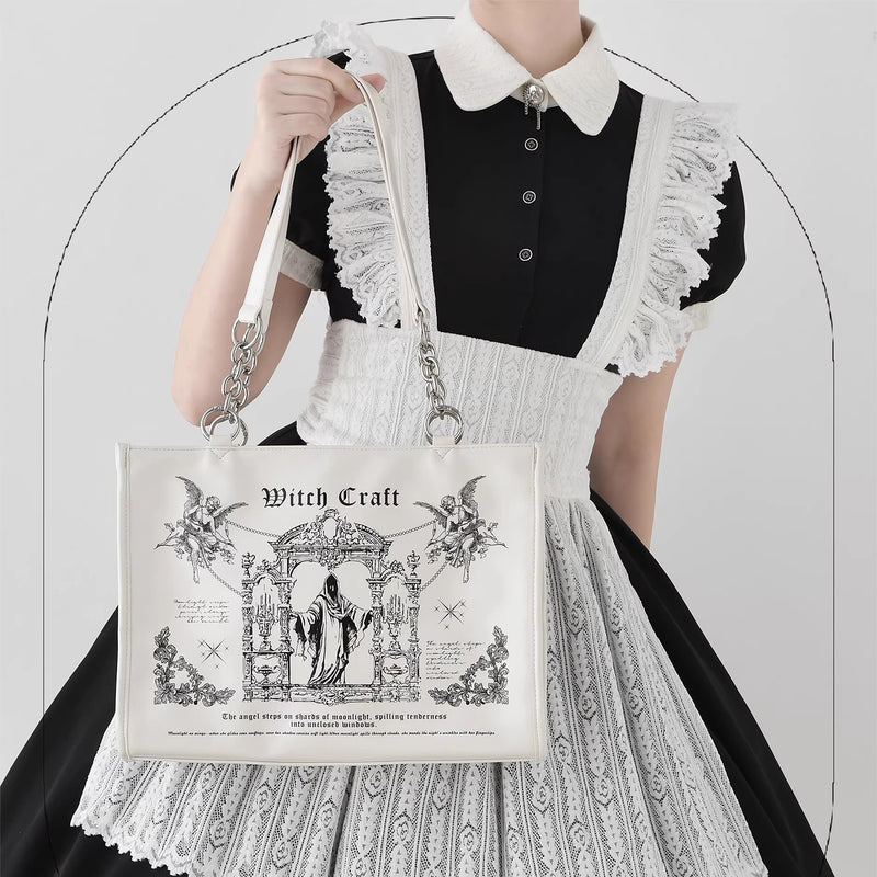 魔導書の挿絵ショルダーバッグ - White[2026年5月下旬-6月中旬発送予定