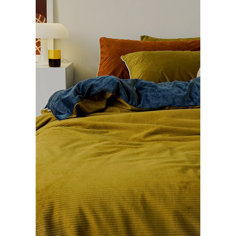 Gold Blue Velvet Bed Cover Set