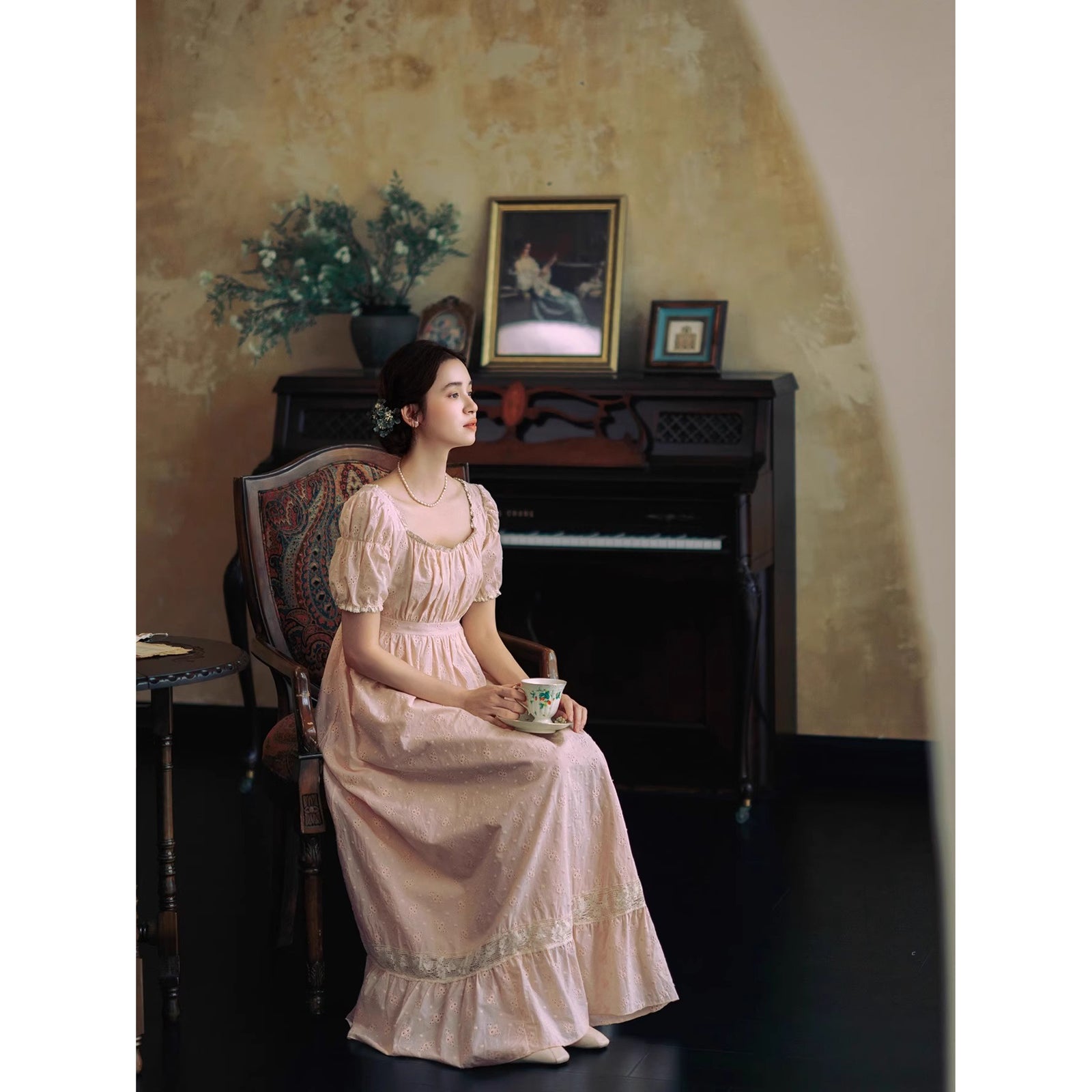 45R × MOTTAINAI】花柄 刺繍 馬比古ワンピース 45R × MOTTAINAI】花柄