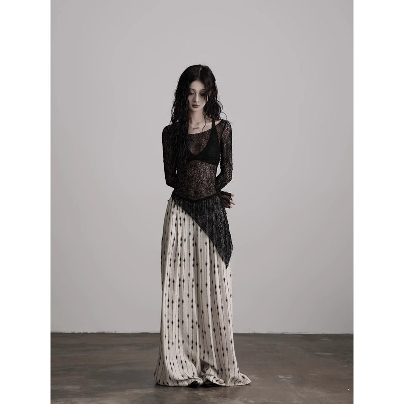 Openwork Black Lace Top