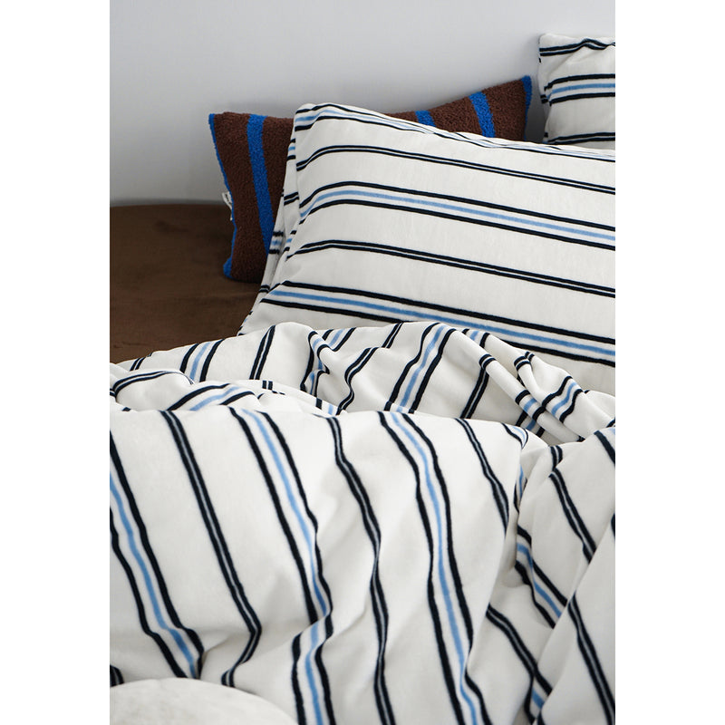 Blue and White Striped Bed Cover Set