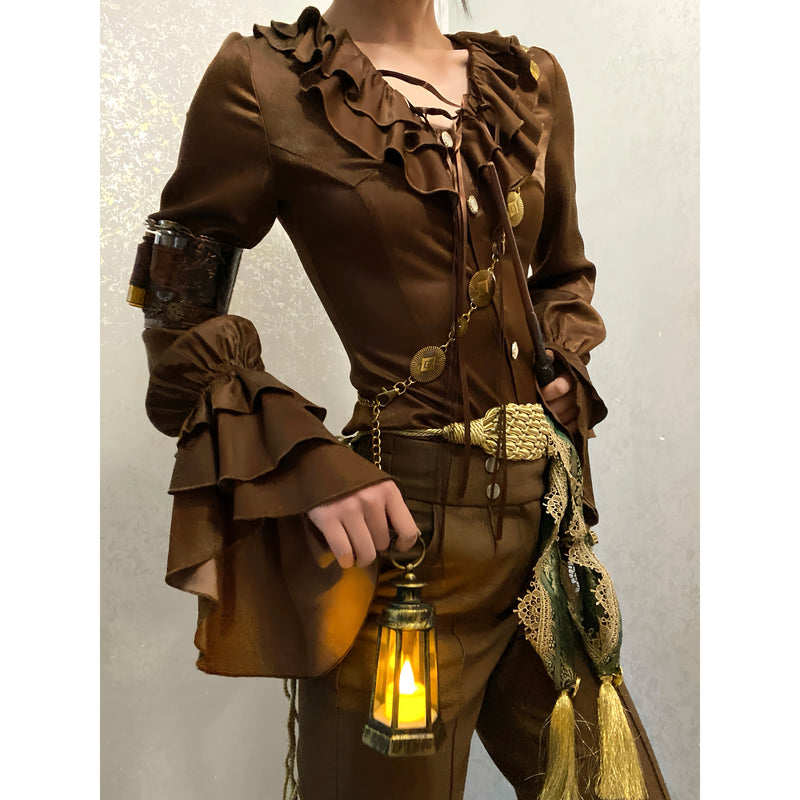 男爵令嬢のヴィクトリアンブラウス - Brown[2026年2月中旬-3月中旬発送予定]