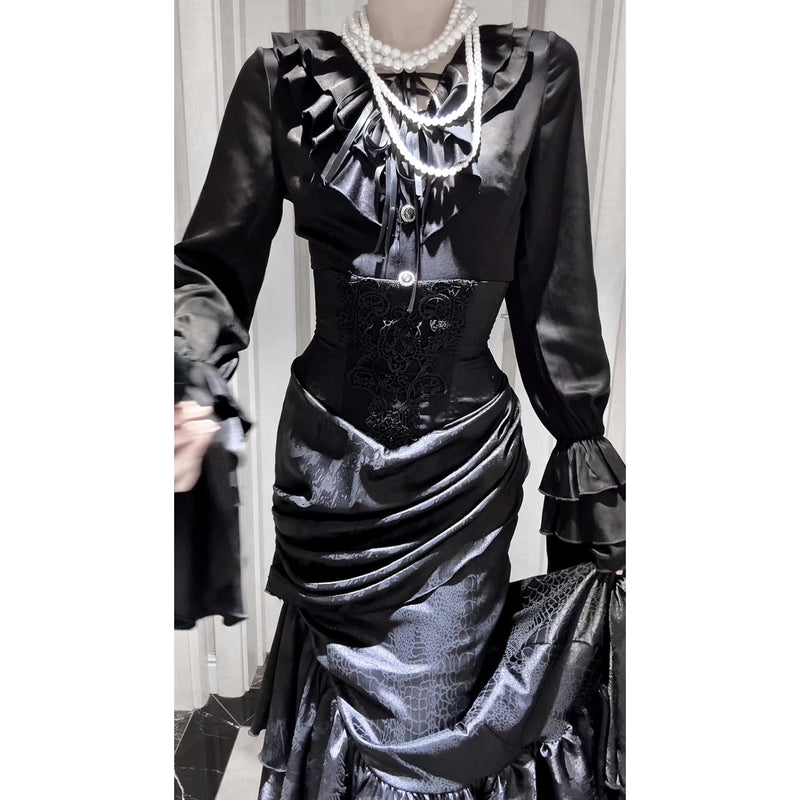 男爵令嬢のヴィクトリアンブラウス - Black[2026年2月中旬-3月中旬発送予定]