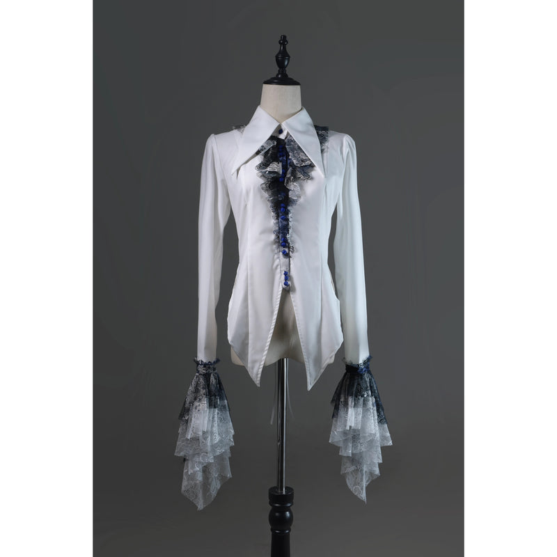 血塗れのお嬢様のレースアップブラウス - Dark Blue[2026年2月下旬-3月下旬発送予定]