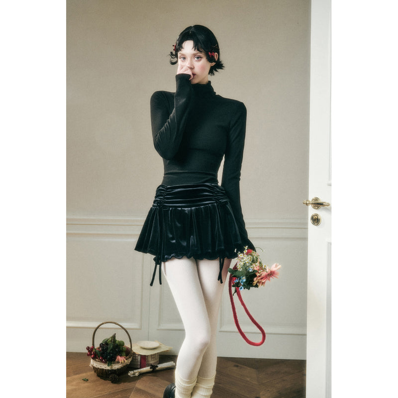 Romantic Velvet Pleated Skirt Pants