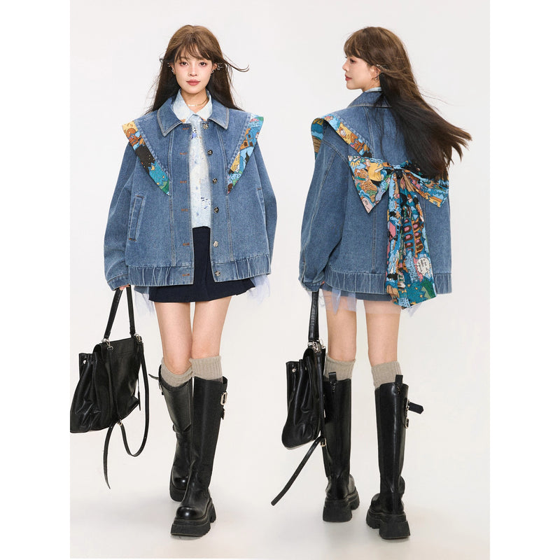 西洋油彩画のウイングリボンデニムジャケット