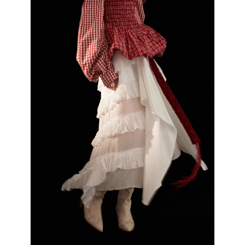 Irregular Texture Sheer Long Skirt