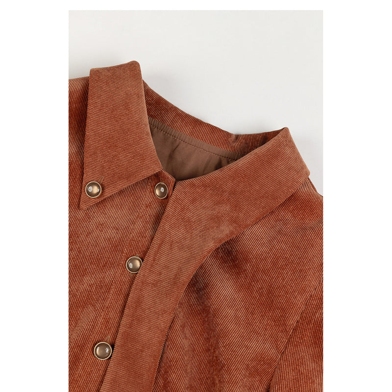 Orange Brown Corduroy Blouse