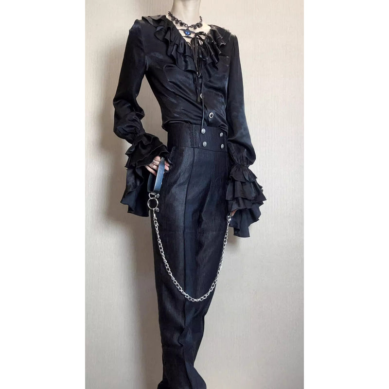 男爵令嬢のヴィクトリアンブラウス - Black[2026年2月中旬-3月中旬発送予定]