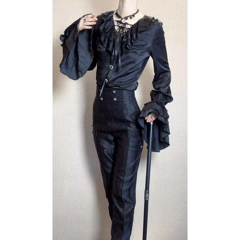 男爵令嬢のヴィクトリアンブラウス - Black[2026年2月中旬-3月中旬発送予定]