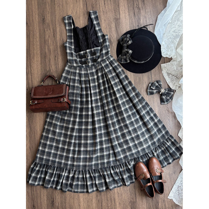 伯爵令嬢のジャンパースカートとケープ - Black Check[2026年2月上旬-3月下旬発送予定]