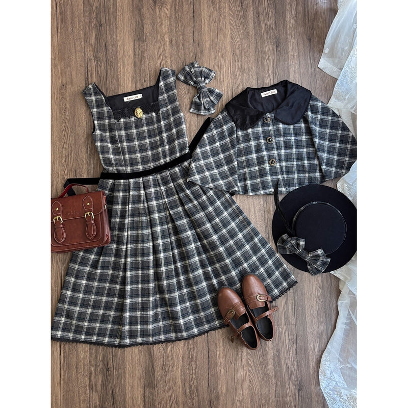 伯爵令嬢のジャンパースカートとケープ - Black Check[2026年2月上旬-3月下旬発送予定]