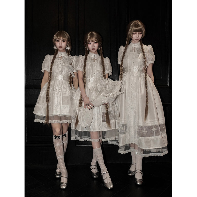 幽玄の蘭のスタンドカラーワンピース[2025年11月中旬-12月上旬発送予定]