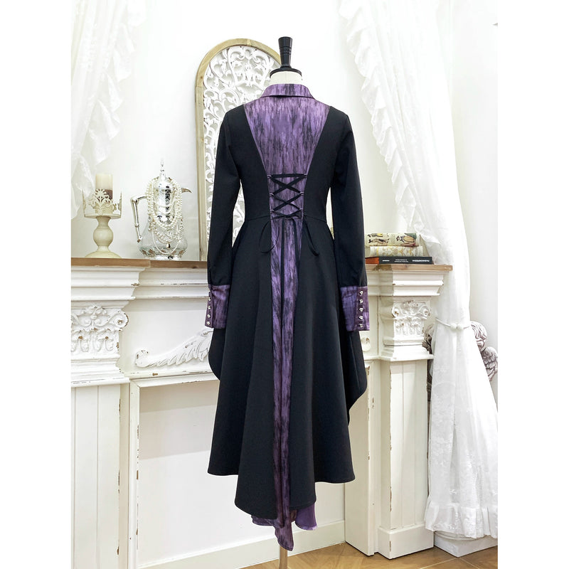中世貴族のヴィクトリアンテールブラウス - Black Purple[2025年12月上旬-12月下旬発送予定]