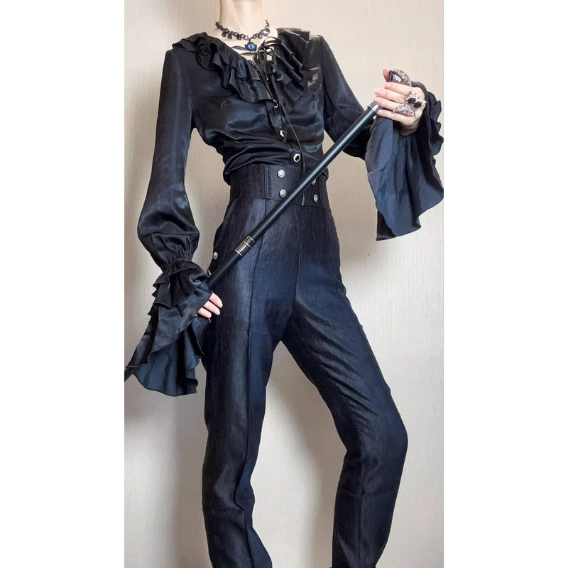 男爵令嬢のヴィクトリアンブラウス - Black[2026年2月中旬-3月中旬発送予定]