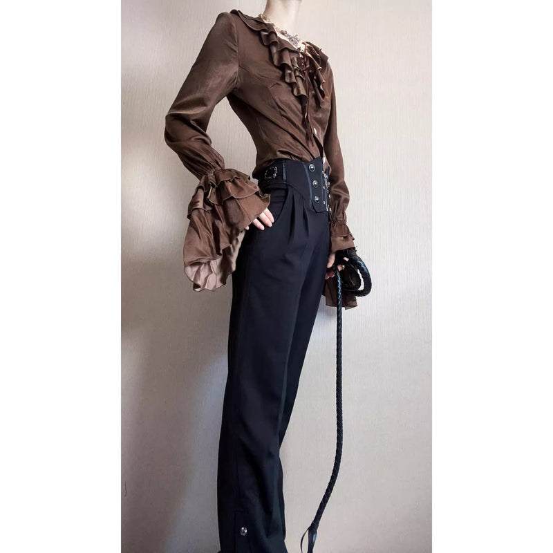 男爵令嬢のヴィクトリアンブラウス - Brown[2026年2月中旬-3月中旬発送予定]