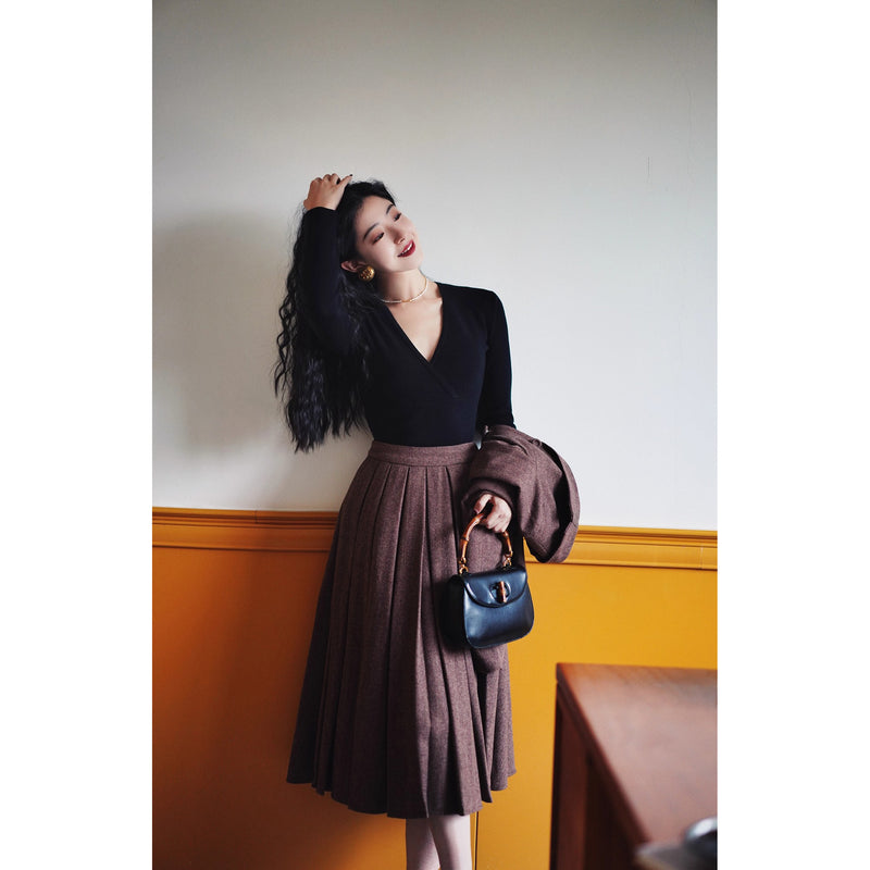 巴里貴婦人レトロニットトップス