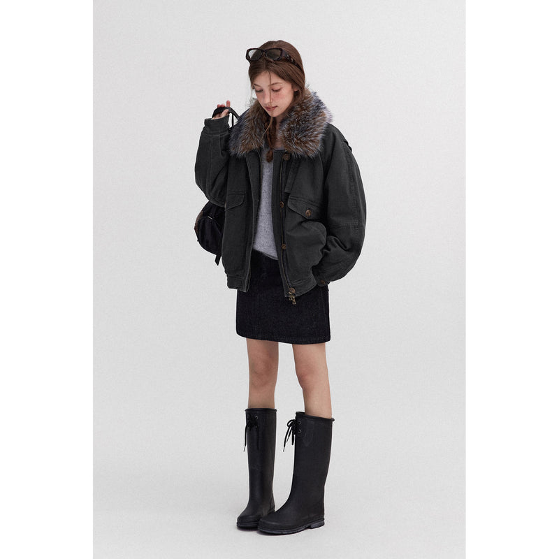 Oversized Retro Fur Work Jacket