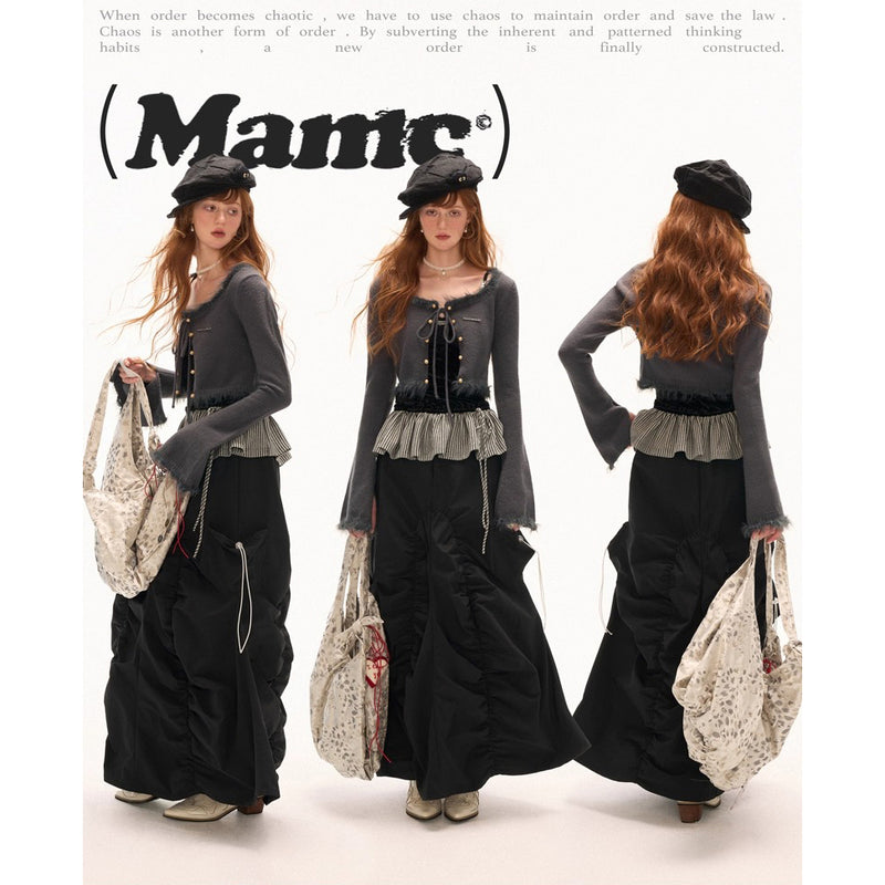 Charcoal Gray Feather Fringe Short Cardigan