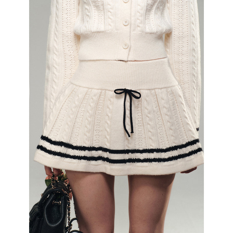 Literary Girl's Knit Cardigan and Knit Short Skirt