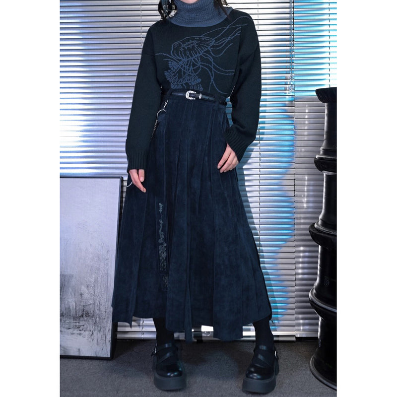 海月の刺繍リボンパネルスカート