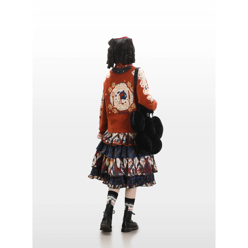 Afternoon Tea Time Cat Tiered Strap Skirt[2026年1月上旬-1月下旬発送予定]