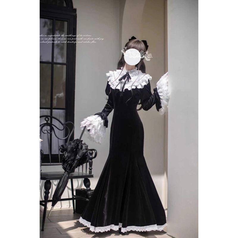 伯爵令嬢のベルベットマーメイドワンピース