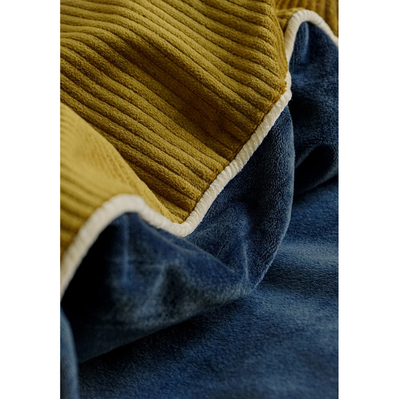 Gold Blue Velvet Bed Cover Set