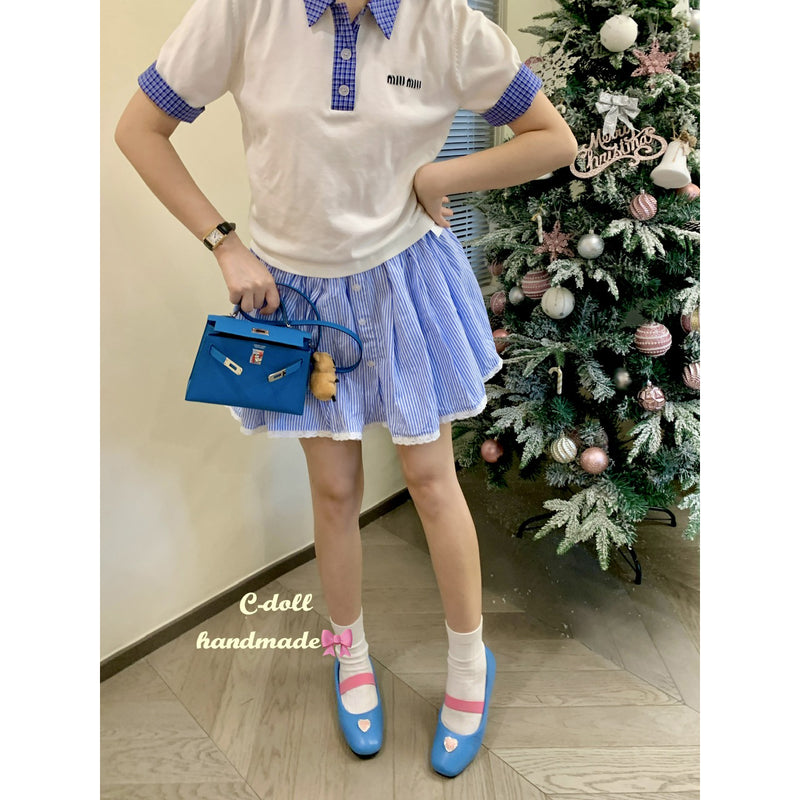 Heart Motif Blue Ballet Shoes