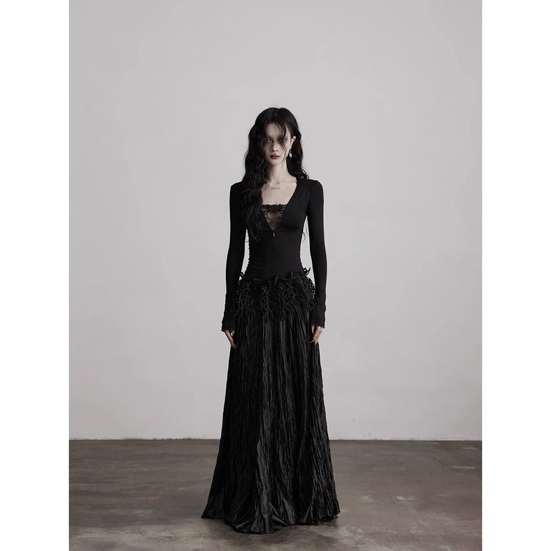 Mesh Lace Black Slim Top